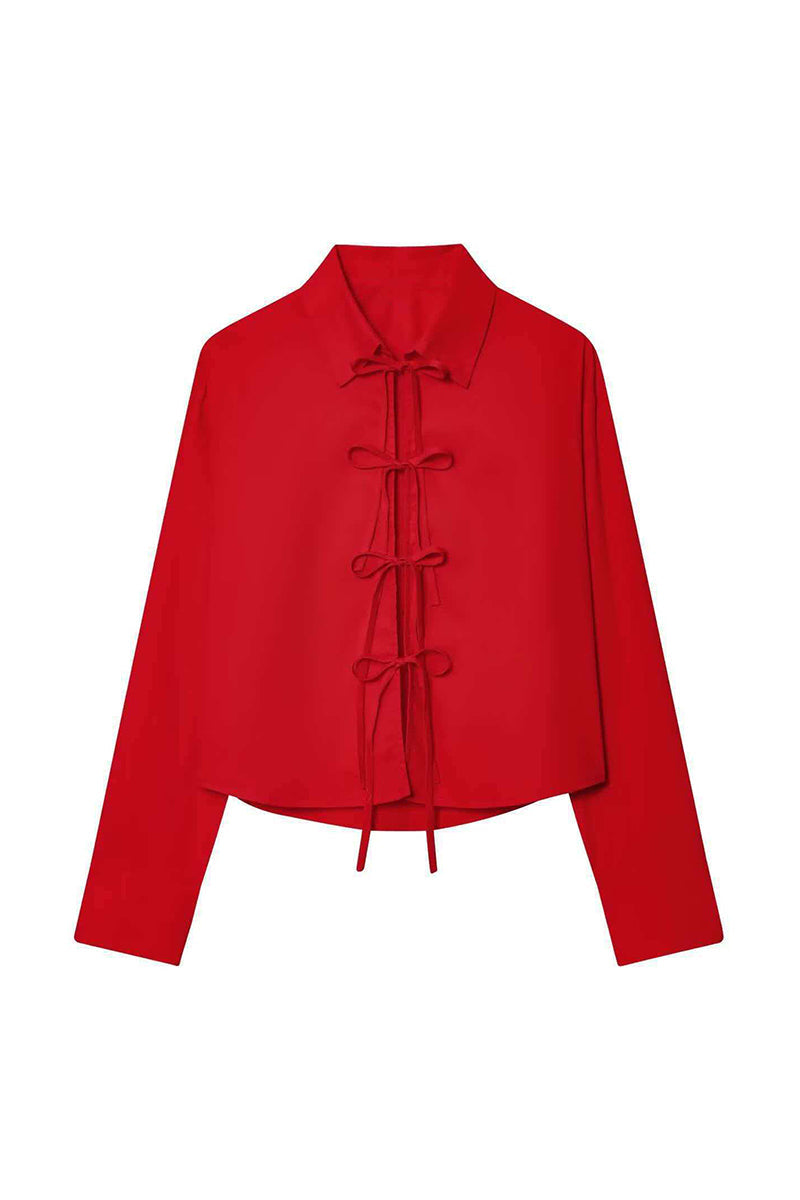 Bow-Tie Detail Long Sleeve Blouse