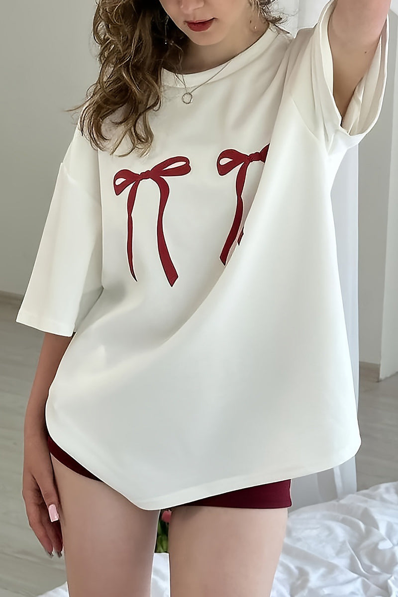 Bow Accent Oversized T-Shirt