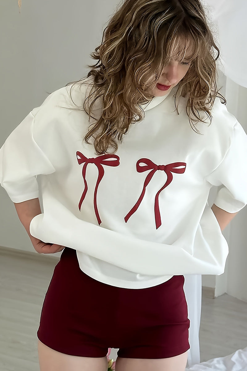 Bow Accent Oversized T-Shirt