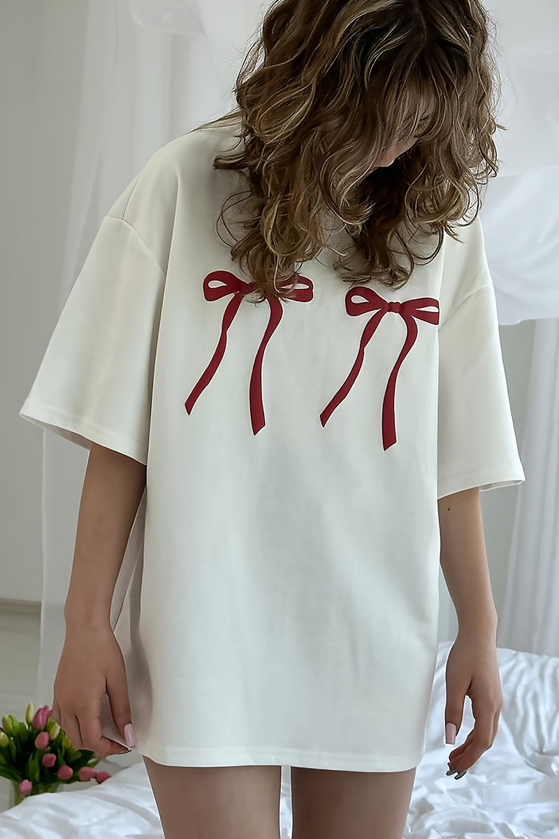 Bow Accent Oversized T-Shirt