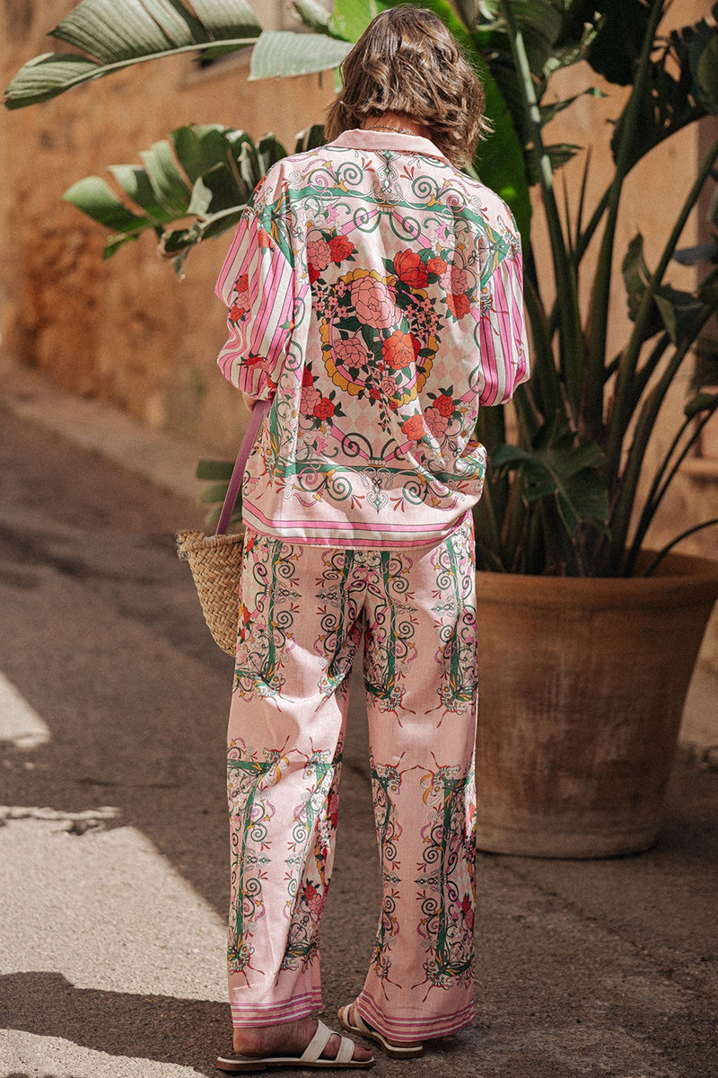 Abstract Print Relaxed Pants Set