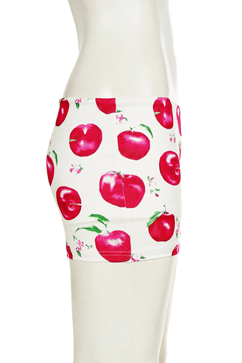 Apple Print Mini Skirt
