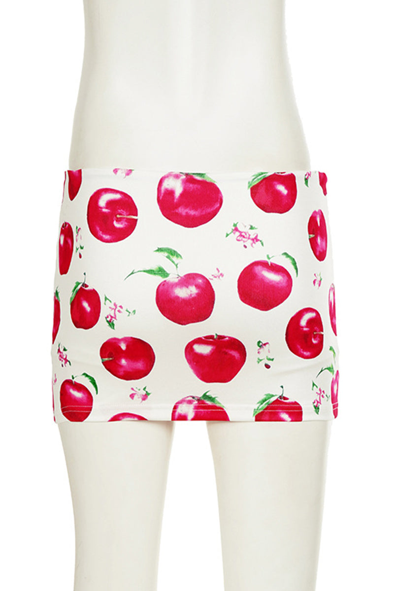 Apple Print Mini Skirt