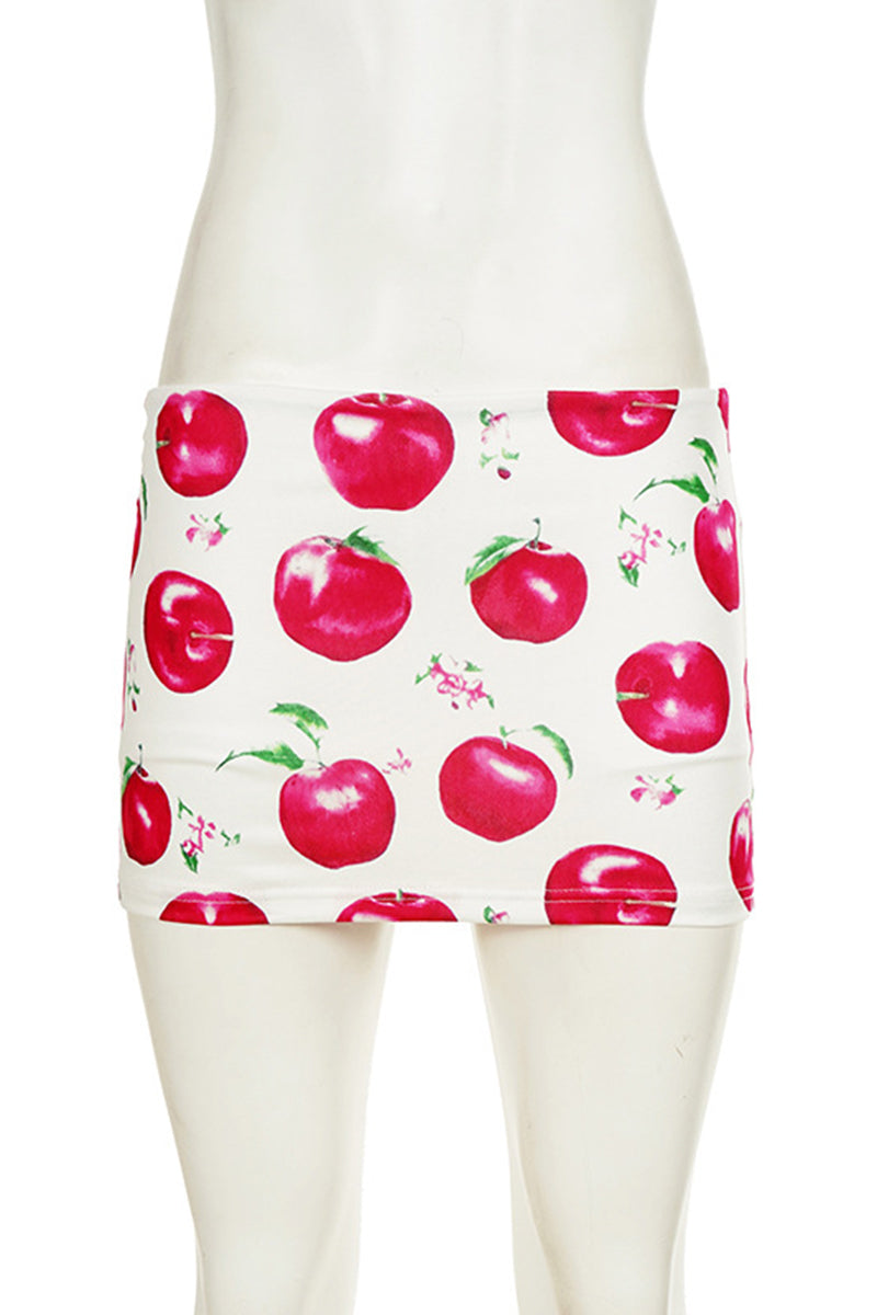 Apple Print Mini Skirt