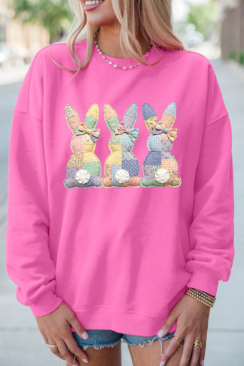 Bunny Print Drop Shoulder Sweatshirt