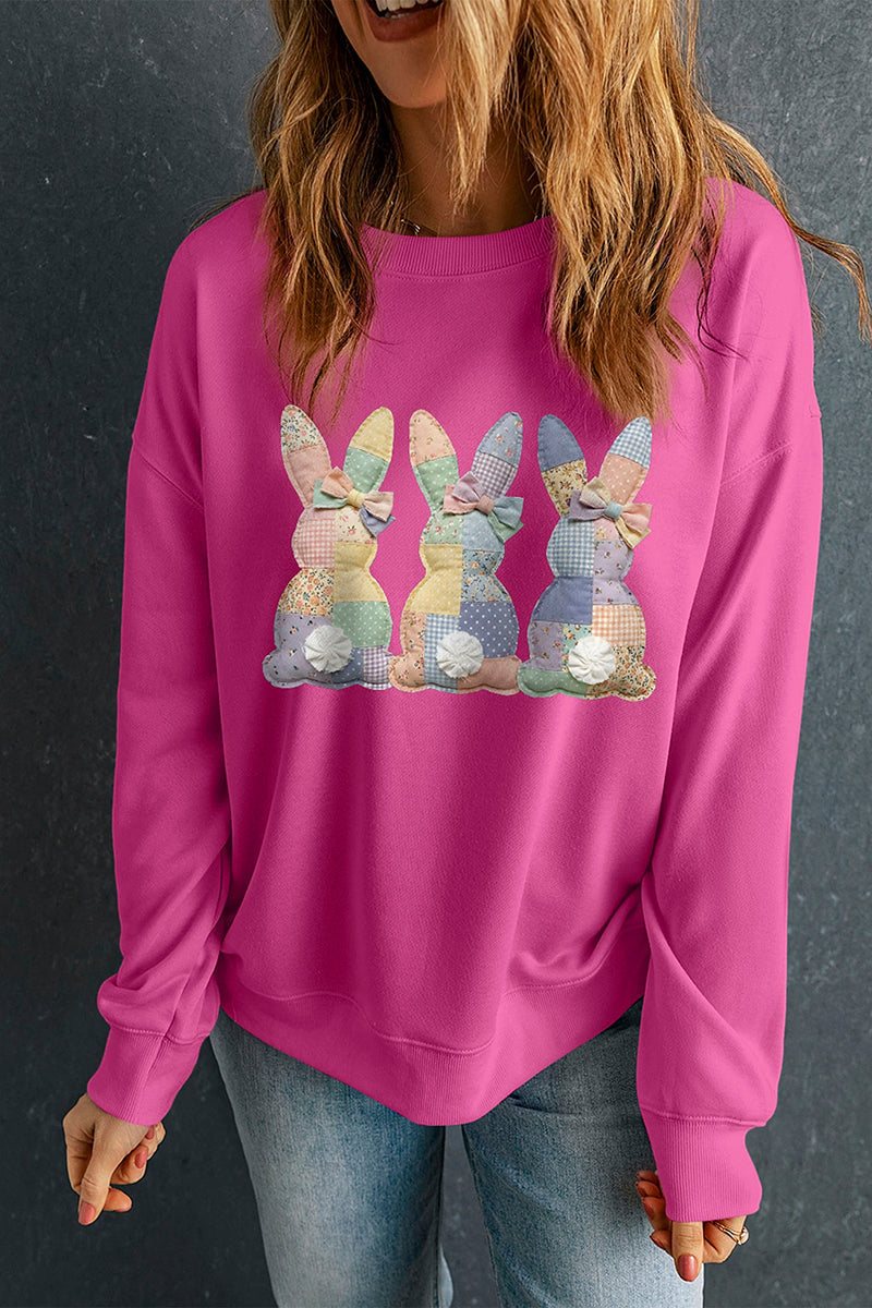 Bunny Print Drop Shoulder Sweatshirt