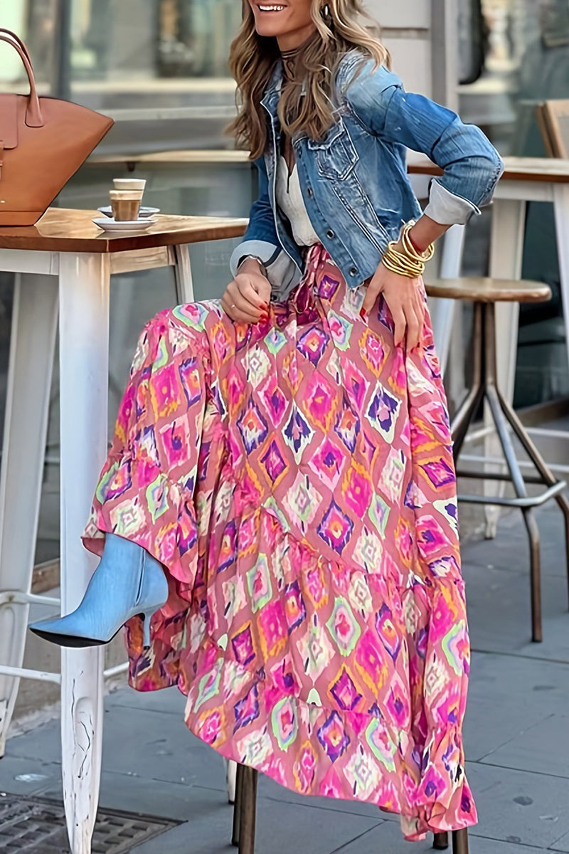 Boho Tiered Casual Maxi Skirt