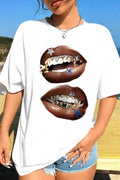 Bold Graphic Lip Print T-Shirt