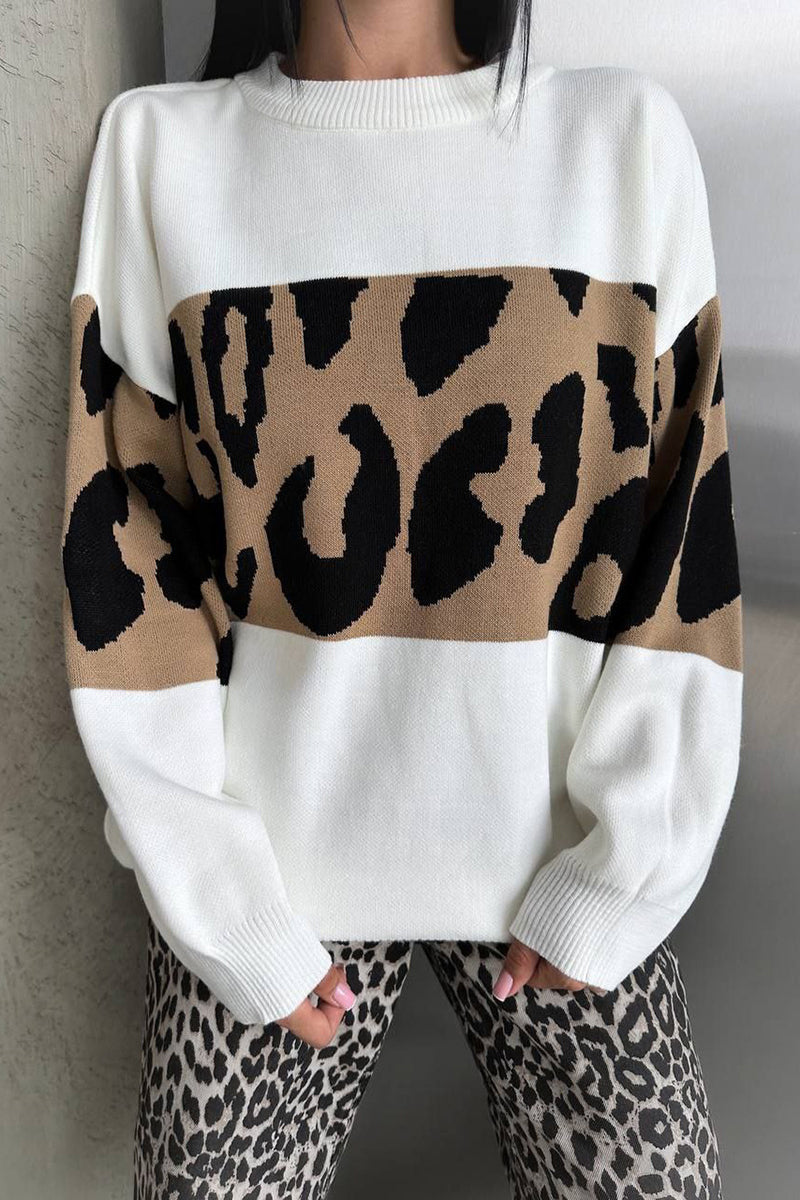 Animal Print Colorblock Sweatshirt