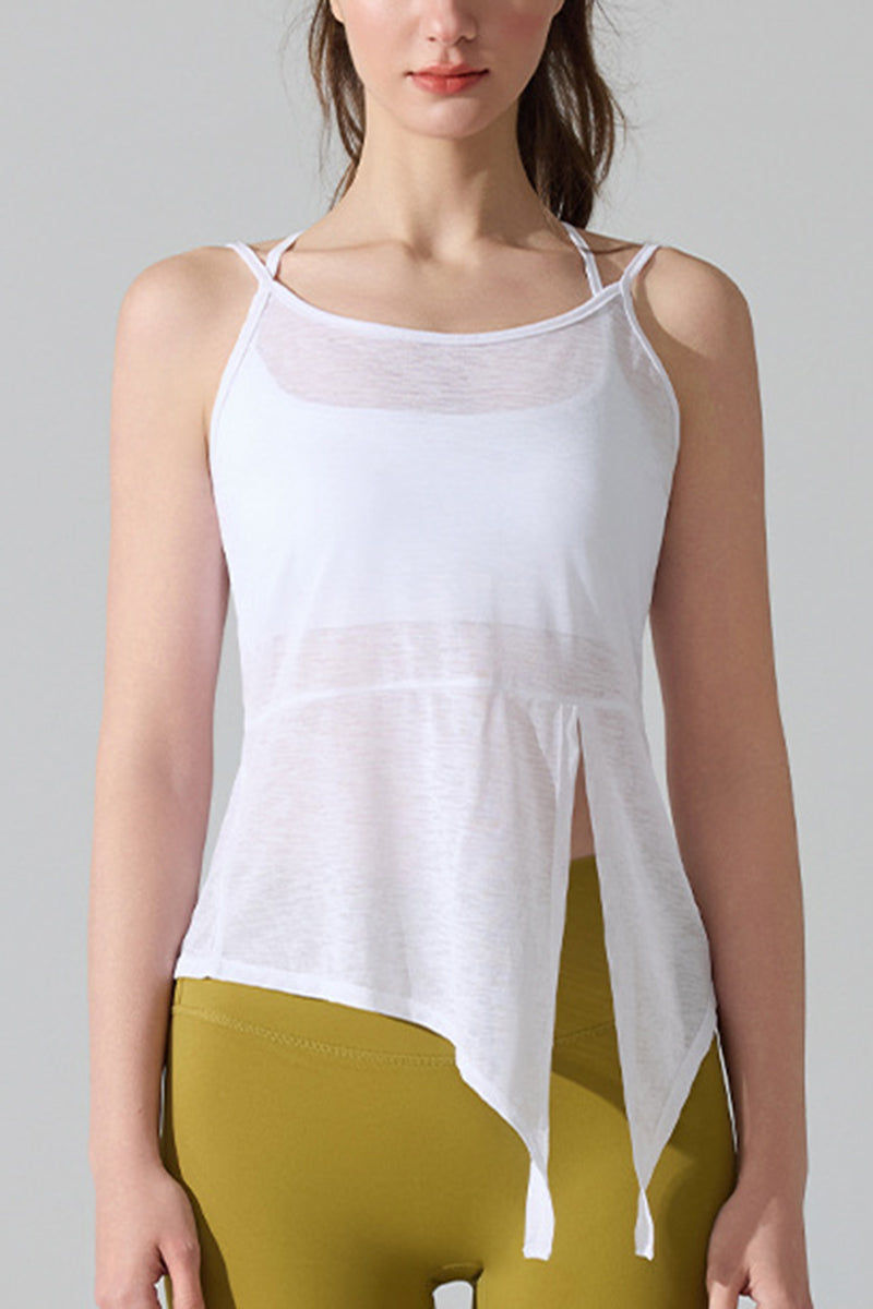 Asymmetrical Hem Sleeveless Active Top