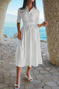 Belted Midi Shirt Dress