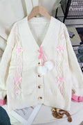 Bow Accent Button-Up Cardigan
