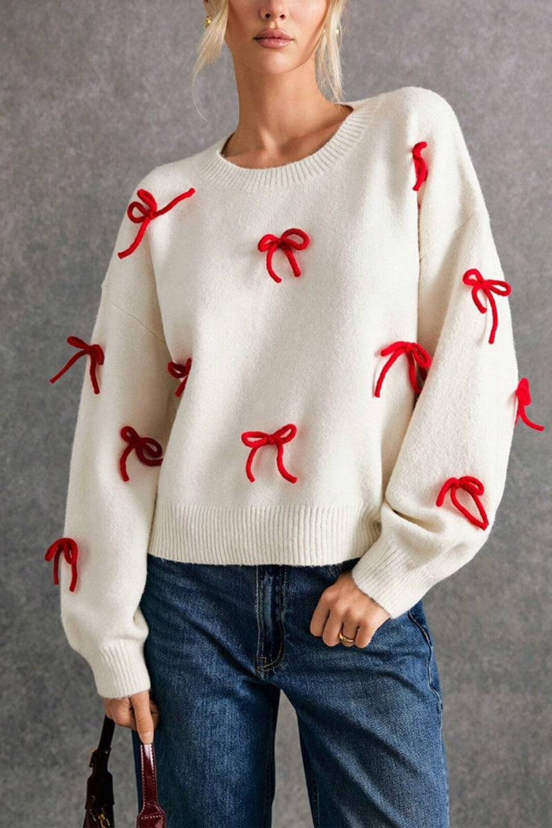 Bow Accent Casual Knit Sweater