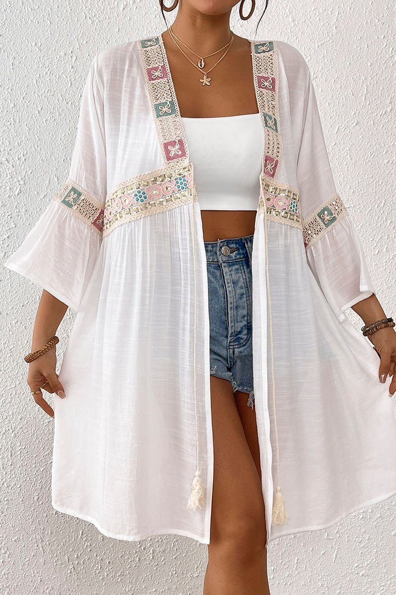 Bohemian Tie-Waist Kimono Cover-Up