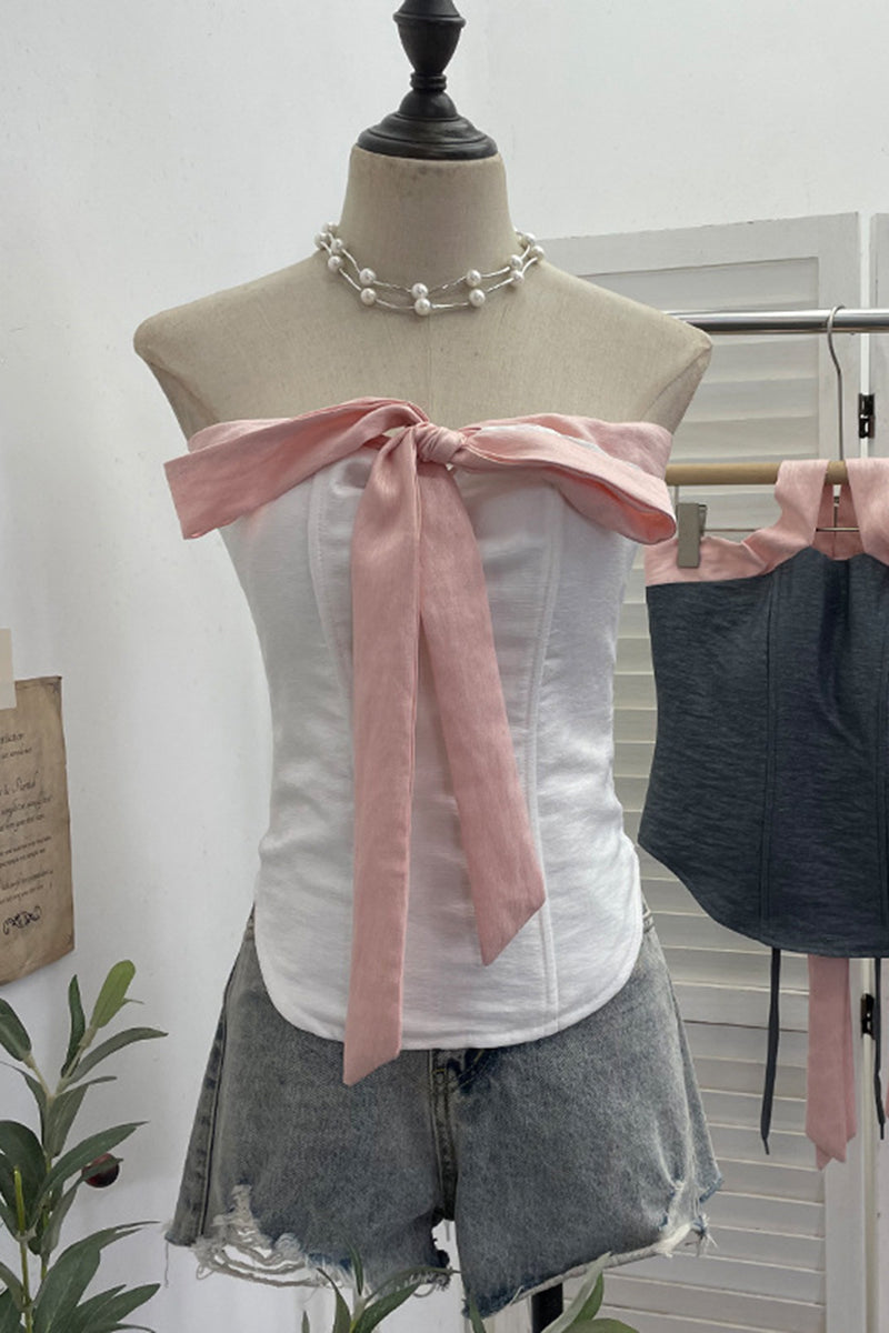 Bow Detail Off-Shoulder Tank Top