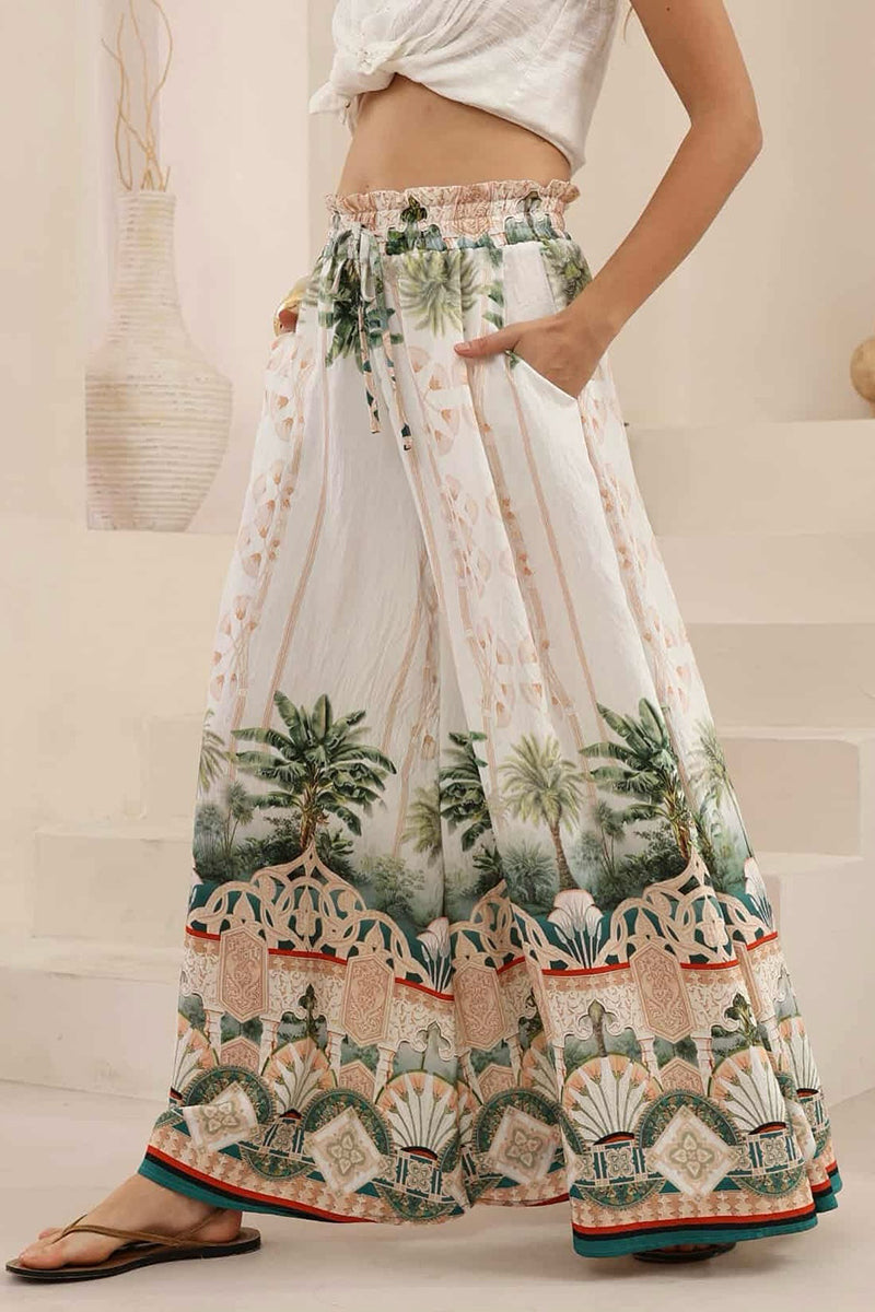 Breezy Printed Wide-Leg Casual Pants
