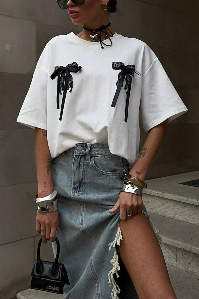 Bow Accent Short Sleeve T-Shirt