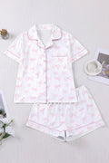 Bow Print Short Sleeve Loungewear Set