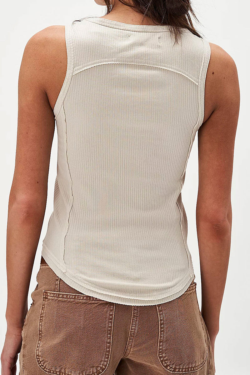 Buckled Ribbed Sleeveless Tank Top