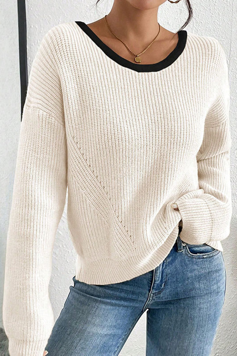 Bow Back Detail V-Neck Sweater