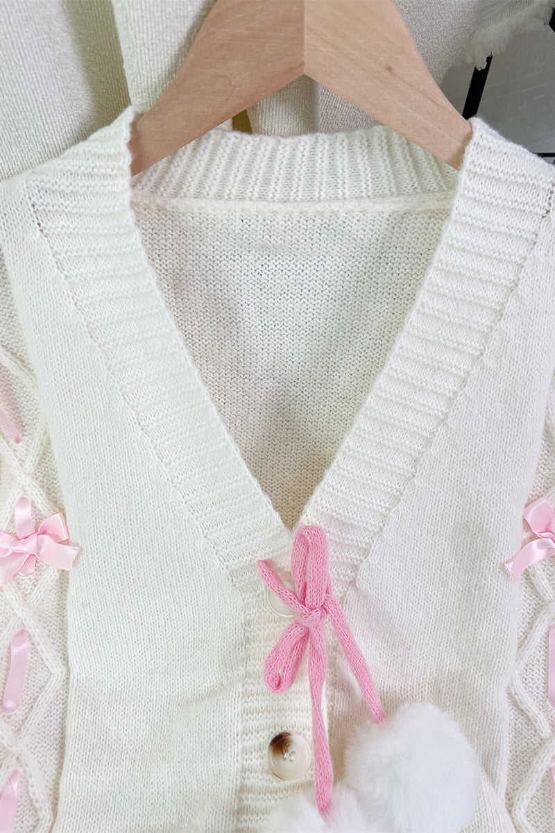 Bow Accent Button-Up Cardigan