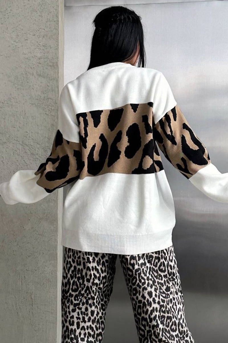 Animal Print Colorblock Sweatshirt