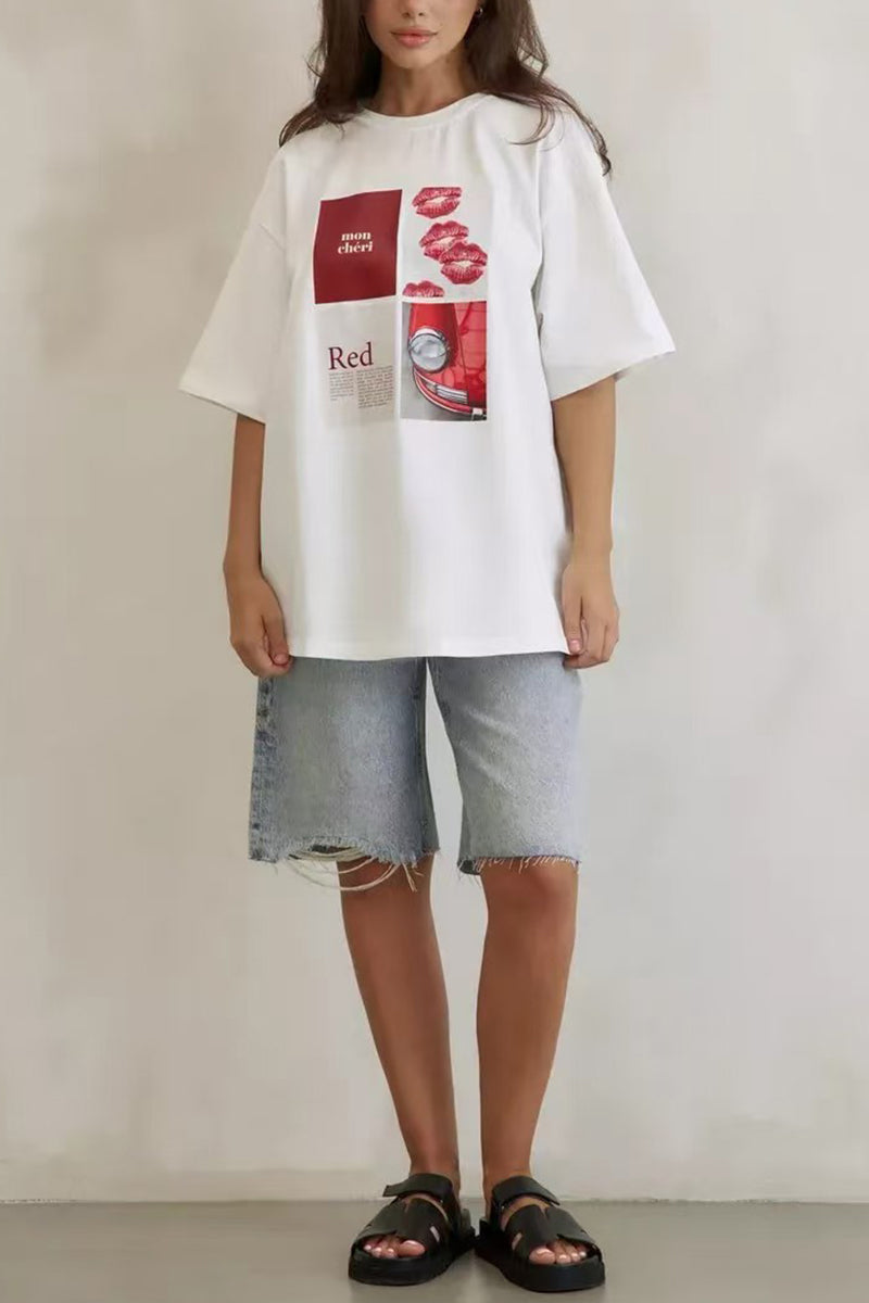Bold Graphic Print Oversized T-Shirt