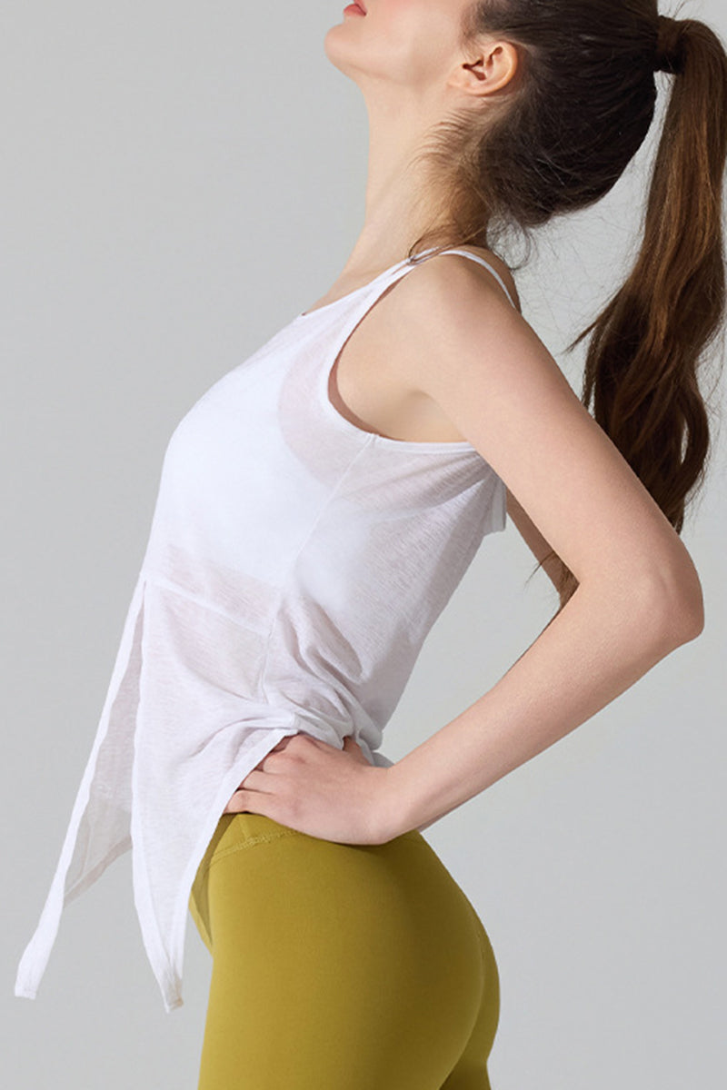 Asymmetrical Hem Sleeveless Active Top