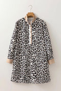 Button Collar Leopard Print Dress