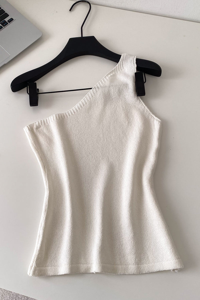Asymmetric Sleeveless Knit Tank