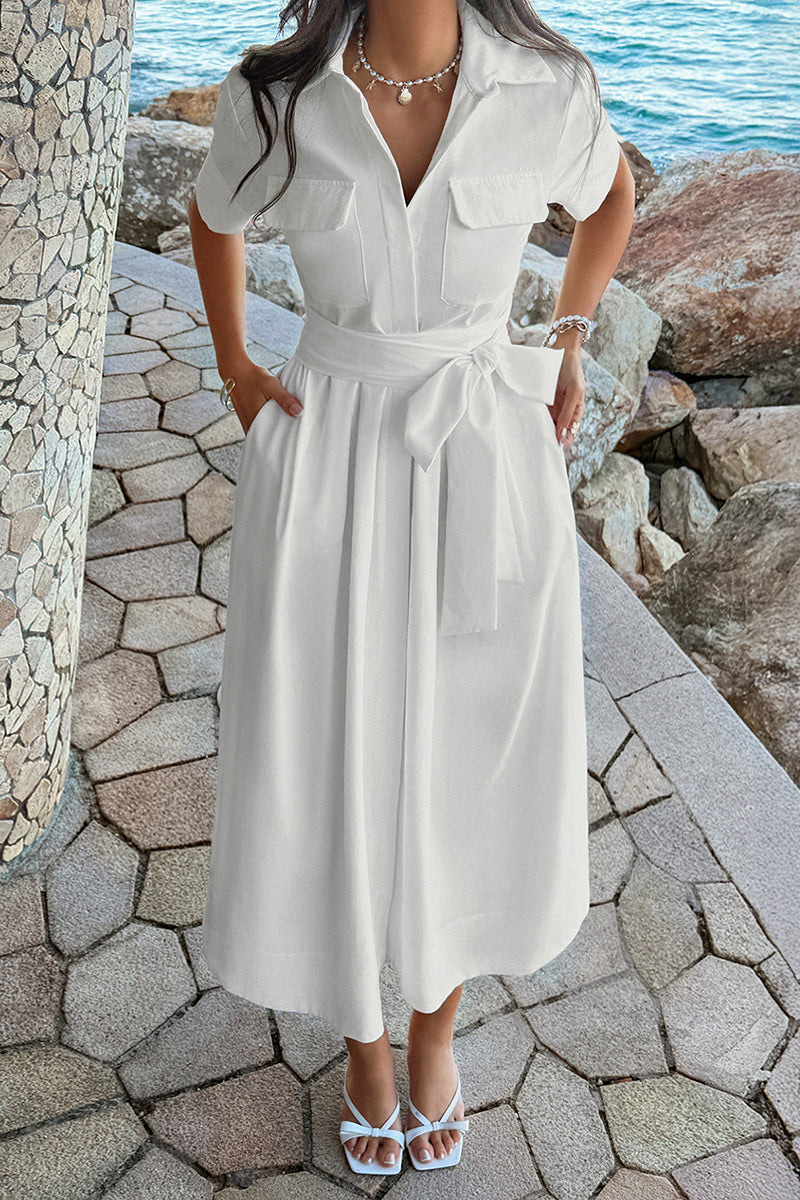 Belted Midi Shirt Dress