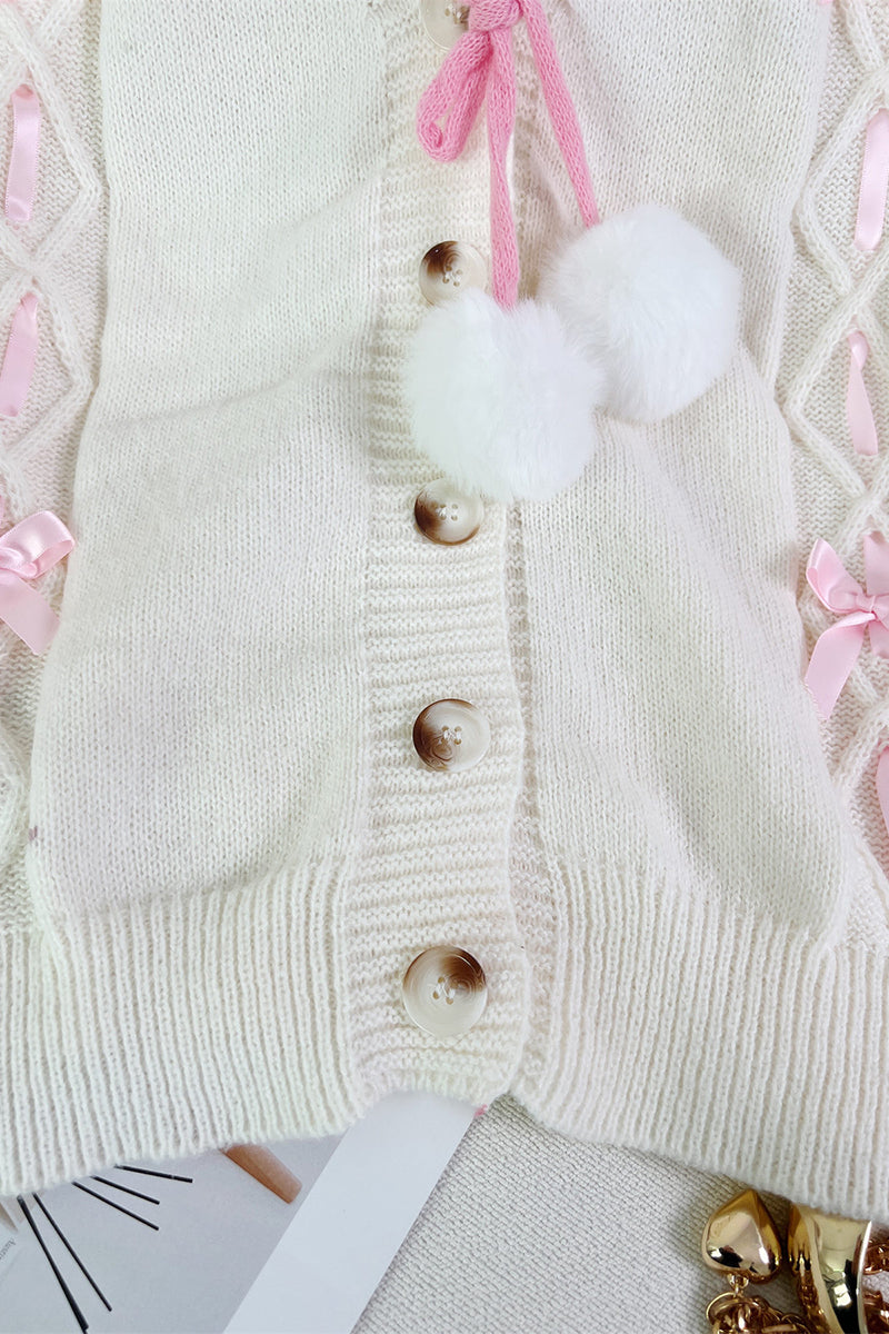 Bow Accent Button-Up Cardigan