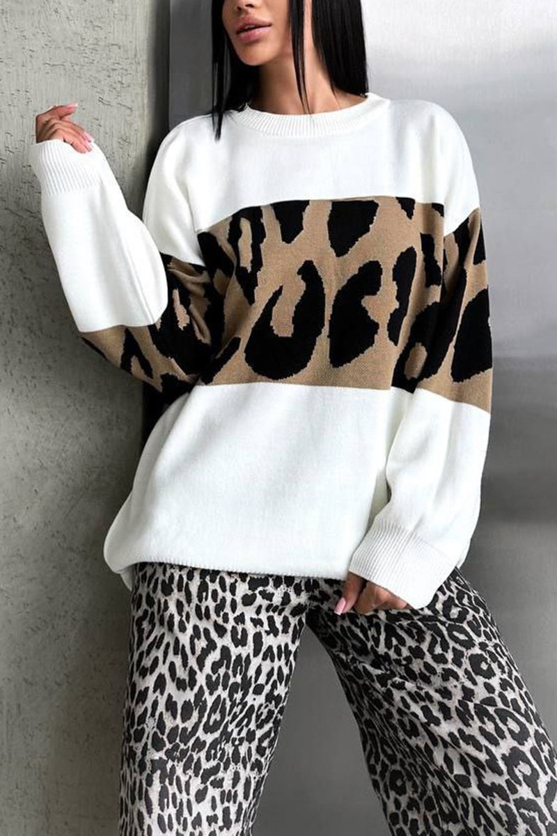 Animal Print Colorblock Sweatshirt