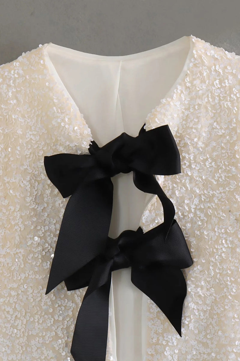 Bow Accent Textured Blazer