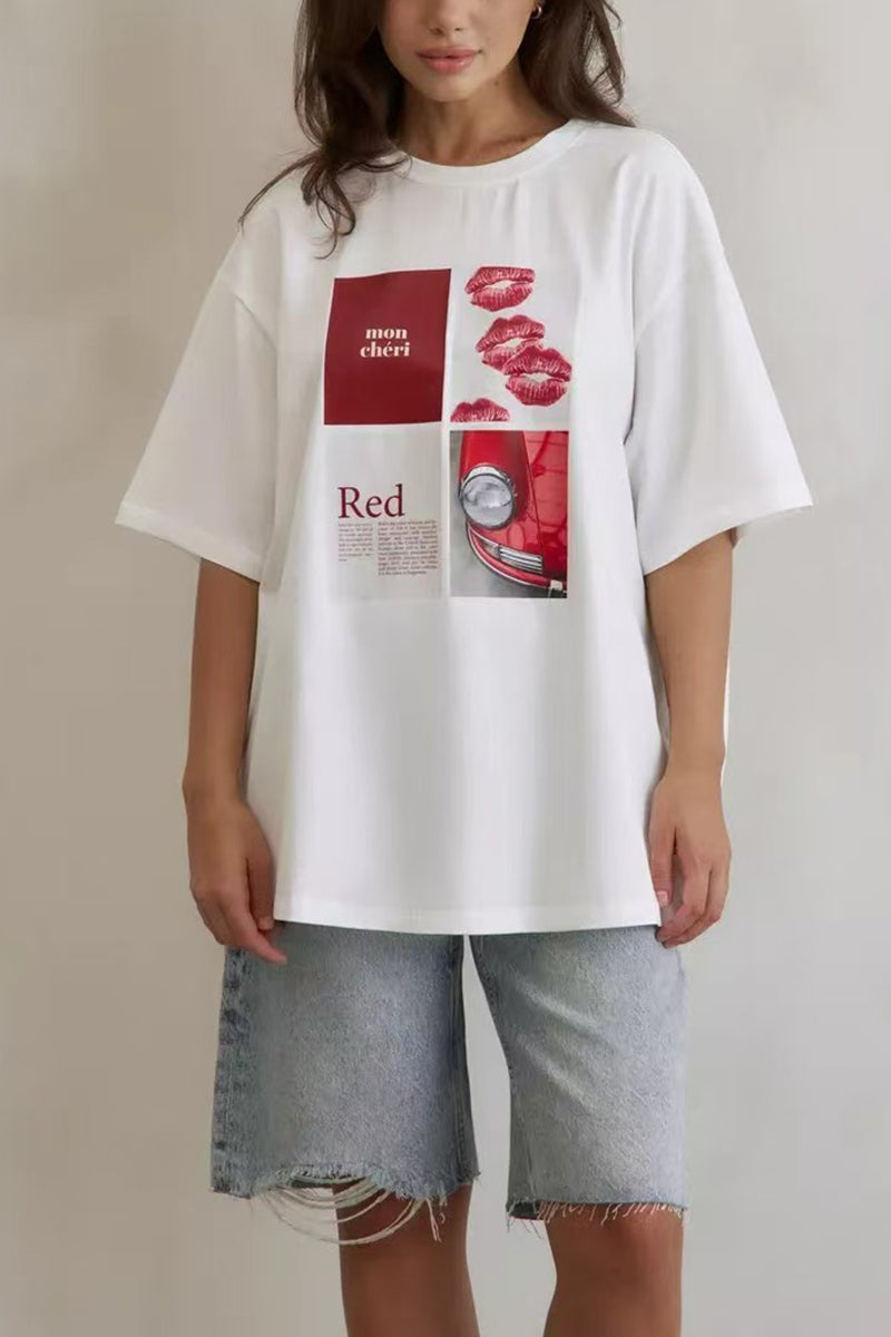 Bold Graphic Print Oversized T-Shirt