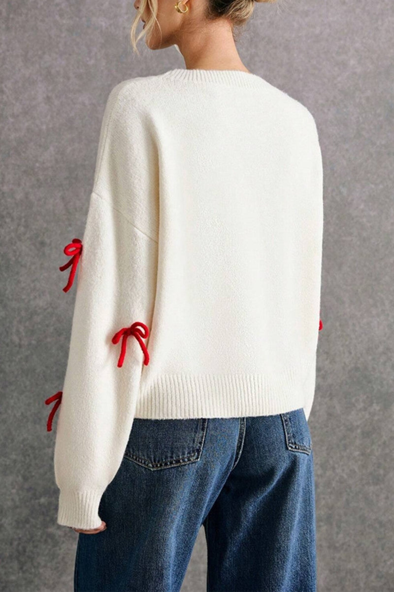 Bow Accent Casual Knit Sweater