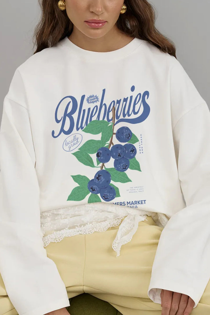 Blueberry Graphic Long Sleeve T-Shirt
