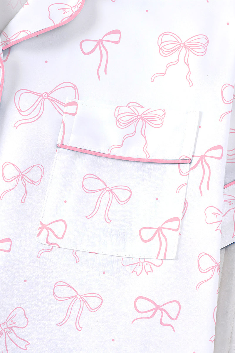 Bow Print Short Sleeve Loungewear Set