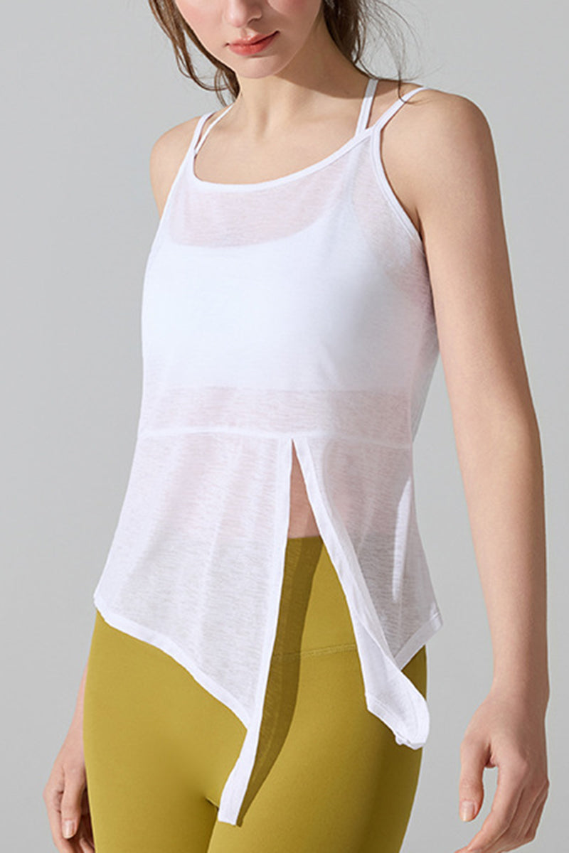 Asymmetrical Hem Sleeveless Active Top