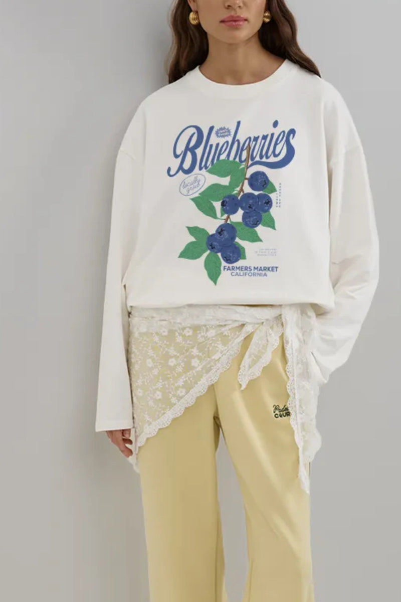 Blueberry Graphic Long Sleeve T-Shirt
