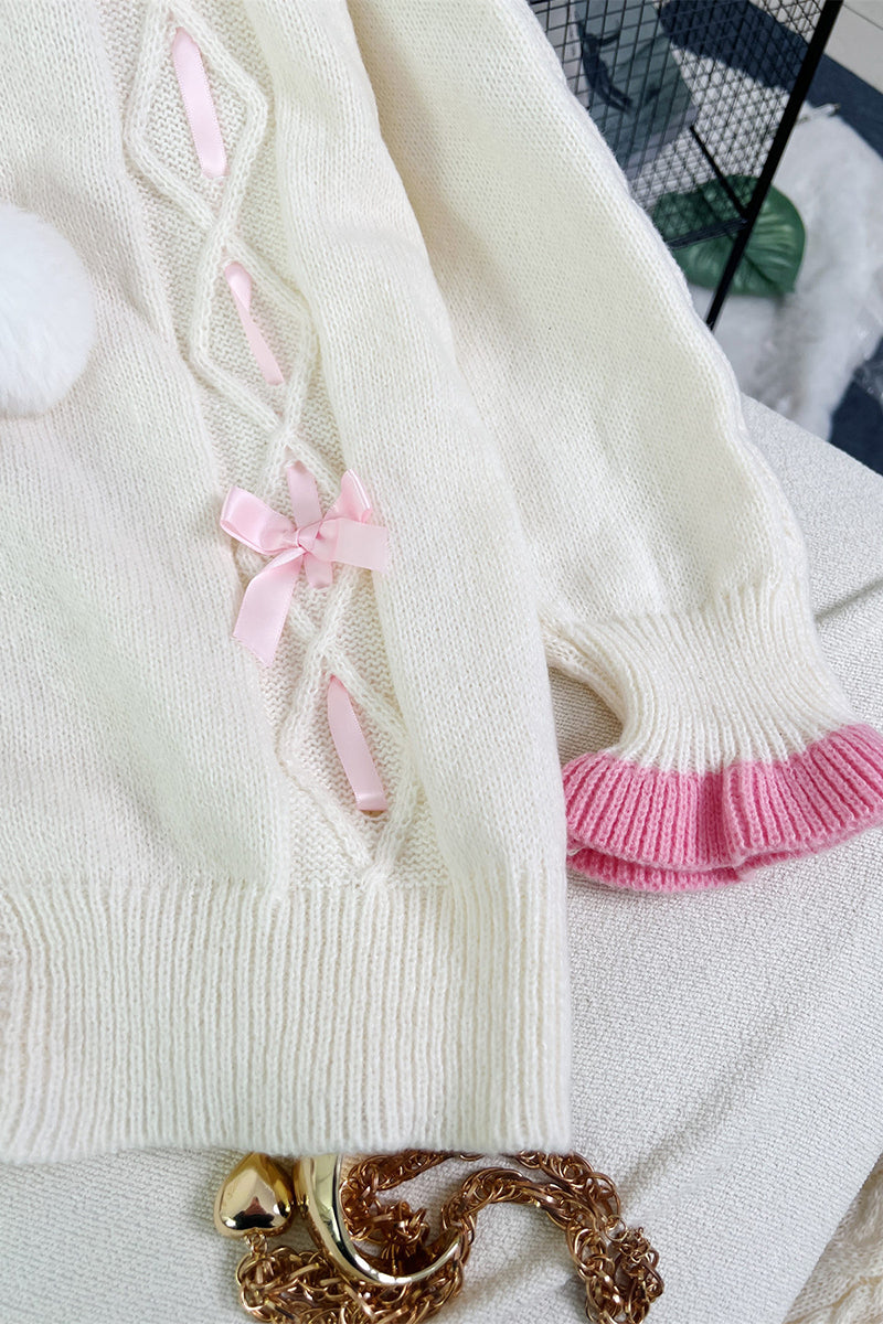 Bow Accent Button-Up Cardigan