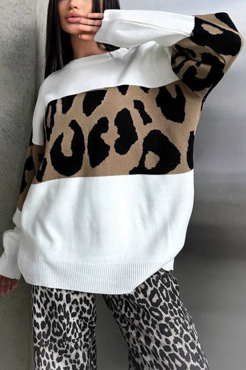 Animal Print Colorblock Sweatshirt