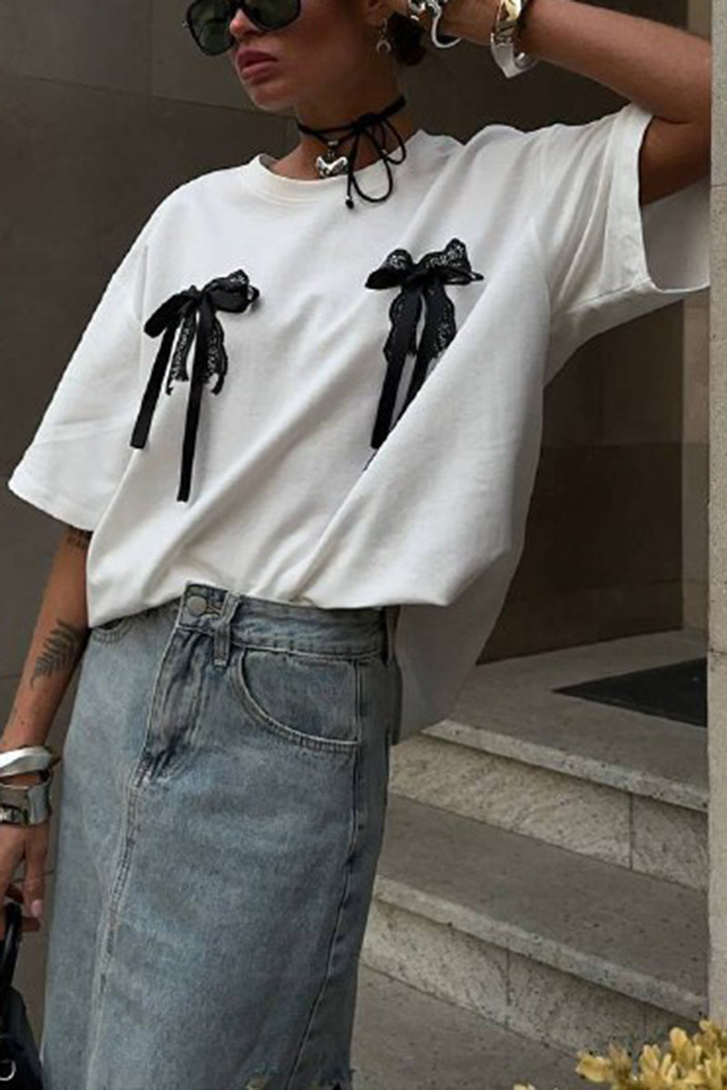 Bow Accent Short Sleeve T-Shirt