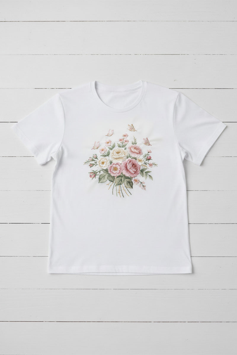 Bouquet Embroidered T-Shirt