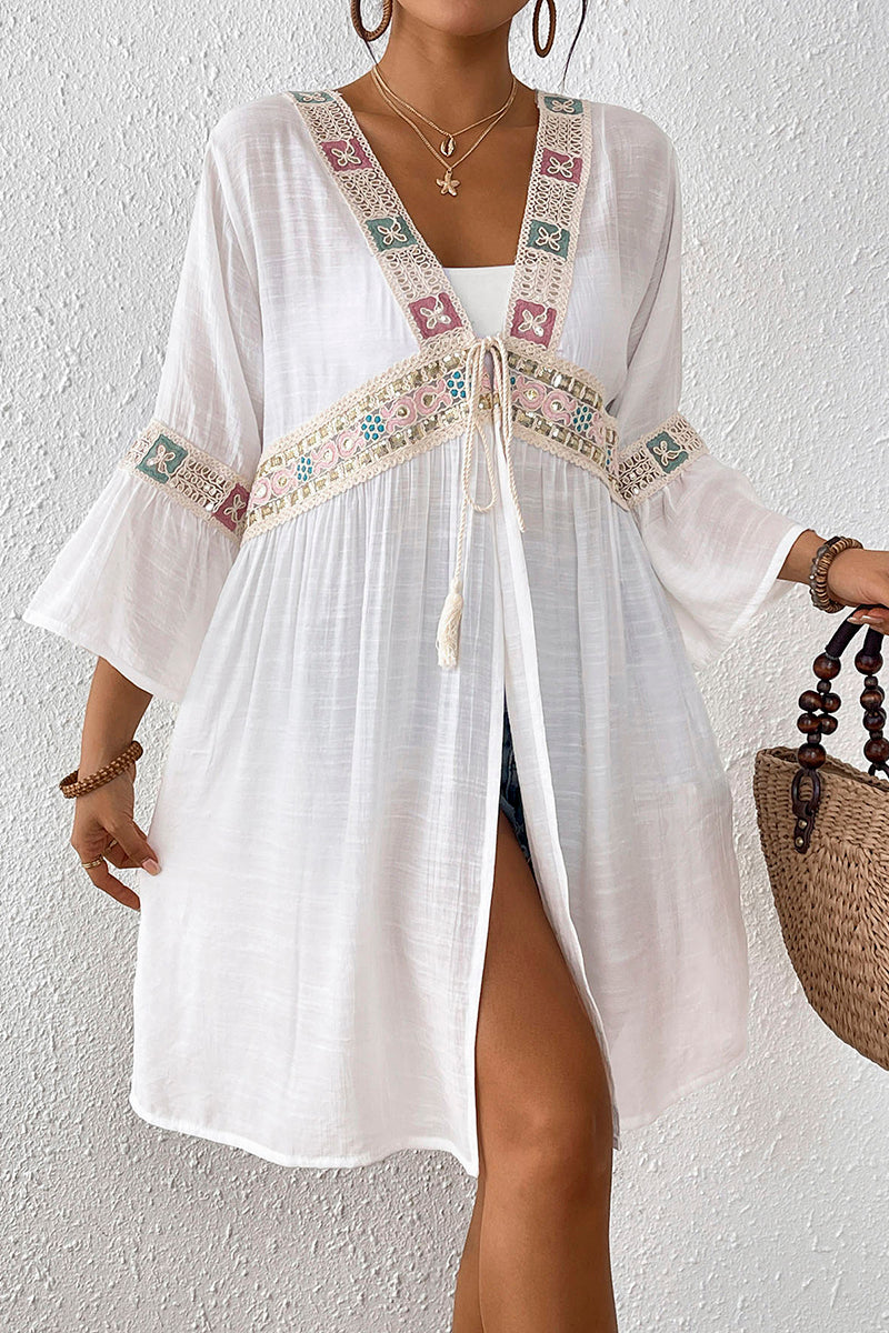 Bohemian Tie-Waist Kimono Cover-Up