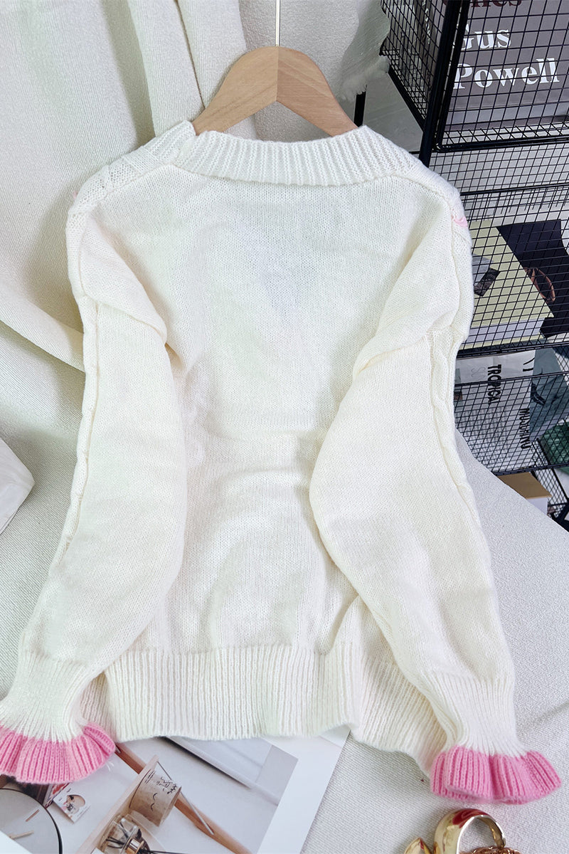Bow Accent Button-Up Cardigan