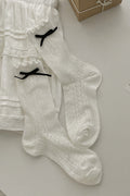 Bow Accent Ruffled Knee-High Socks