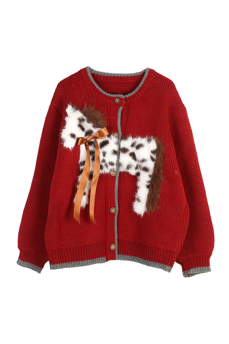 Animal Motif Button-Down Cardigan