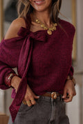Bow Shoulder Knit Sweater