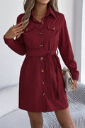 Button-Down Belted Casual Shirt Dress